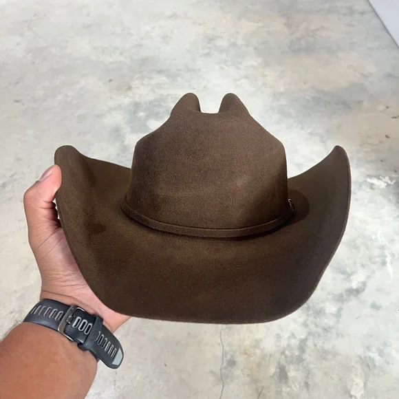 Size 8 Twister Men's Felt Chocolate Cowboy Hat - Picture 5 of 7